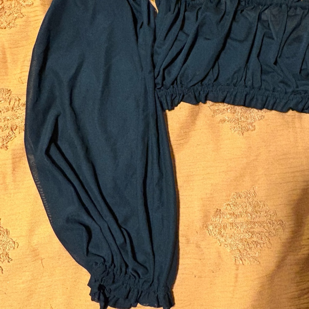 Dark Teal Off-Shoulder Top
